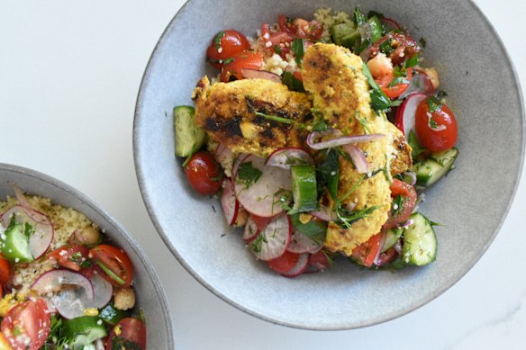 To further boost the protein, add a dressing made with Greek yoghurt, a dollop of mayo, lemon juice and chopped dill.