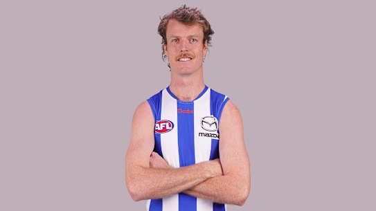 Nick Blakey dons the North Melbourne guernsey.
