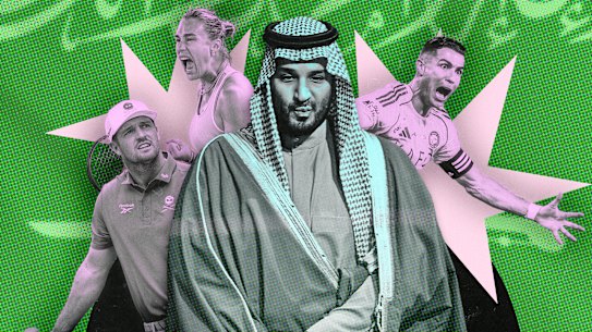 Saudi Crown Prince Mohammed bin Salman, with Bryson DeChambeau, Aryna Sabalenka and Cristiano Ronaldo.