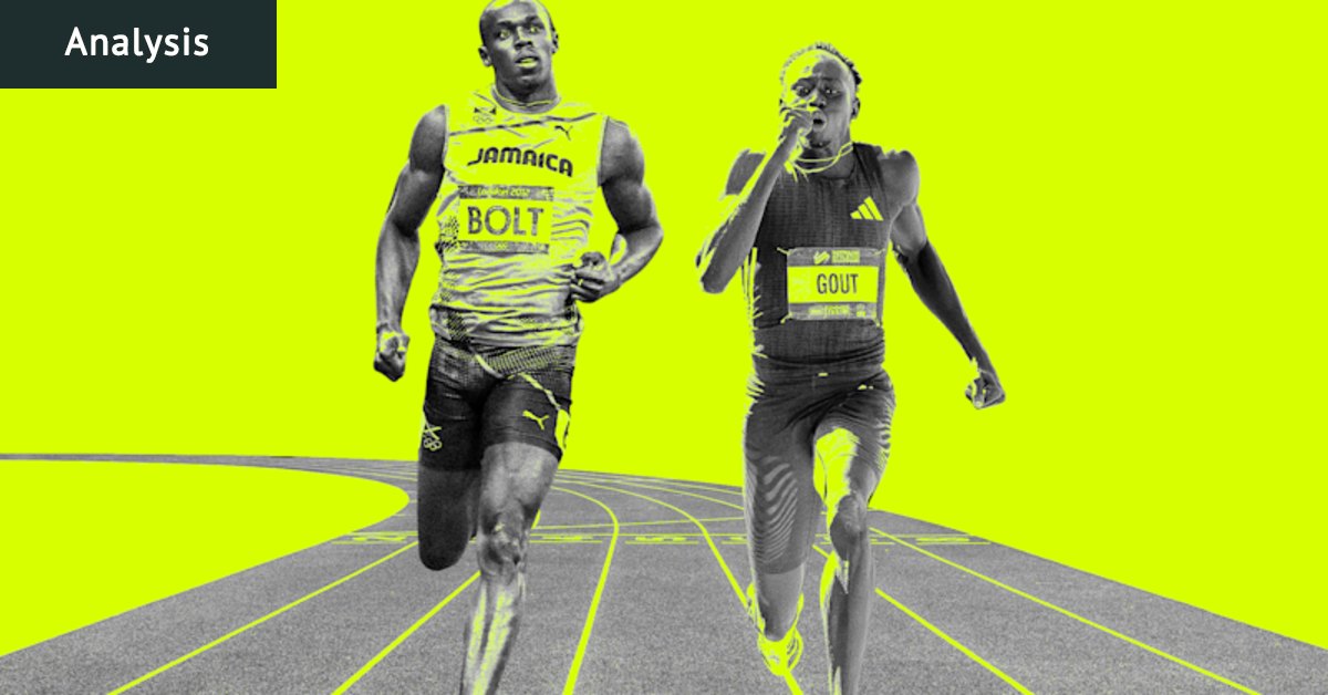 How his second 100m split compares to Usain Bolt