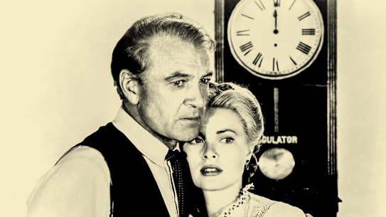 Gary Cooper plays Will Kane and Grace Kelly his new wife Amy in the western classic High Noon.