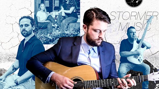Stormer Music founder Phil Stormer (centre) and former staff of Australia’s largest music school.
