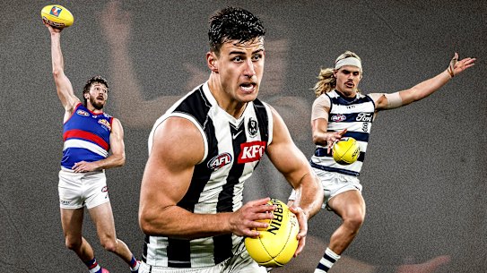 Brownlow Medal contenders Marcus Bontempelli, Nick Daicos and Bailey Smith.