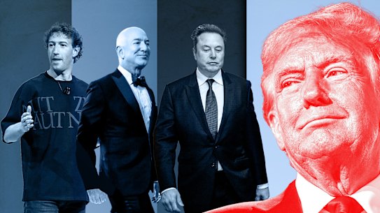 Mark Zuckerberg, Jeff Bezos, Elon Musk and Donald Trump.