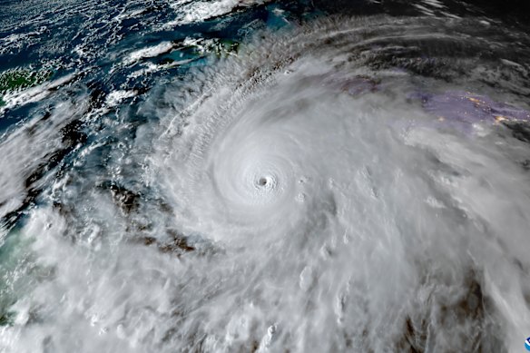 A satellite image of Hurricane Melissa.