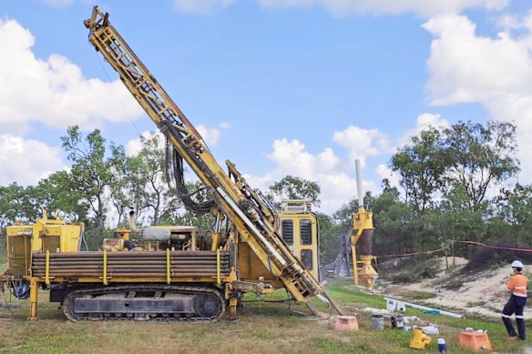 A track-mounted drill rig at Pacgold Limited’s Alice River gold project in far north Queensland.