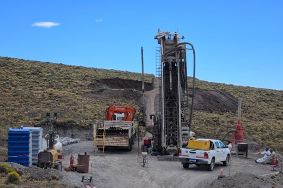 Drilling on site at Piche Resources’ Cerra Chacon gold-silver project in Argentina’s Chubut province.