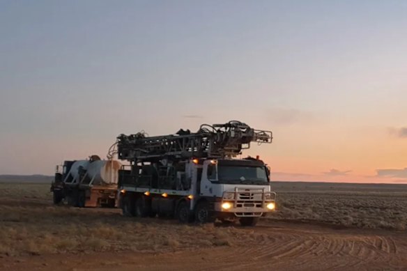 A drilling crew mobilising at Petratherm’s Muckanippie titanium project in South Australia