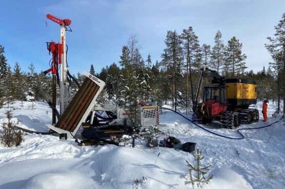 A reverse circulation drill rig at Latitude 66’s K6E target which makes up part of the company’s KSB gold and cobalt project in Northern Finland.