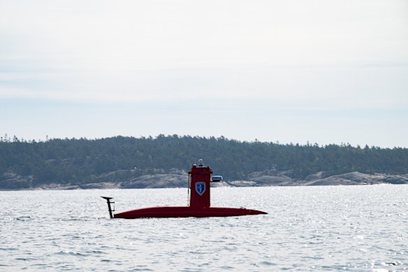 A French Drix13 vessel collects data during a NATO exercise off the Upinniemi naval base in Finland.