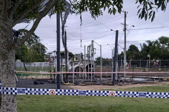 The Fenwick Park playground in Mitchelton after it was set on fire in May, 2024. 
