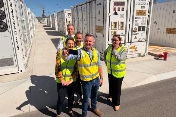 Chris Bowen, Roger Cook and Madeleine King announced four big batteries for WA that can together power 600,000 households. 