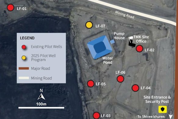 Plan view of TMK Energy’s Lucky Fox pilot production well field showing well LF-07, which will be drilled in late July.