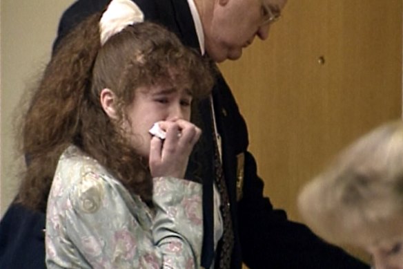 Pike cries after being sentenced to death in 1996.