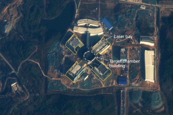 This satellite picture shows a laser-ignited fusion research centre located in Mianyang, China.