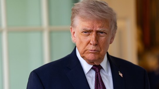 US President Donald Trump speaks to the media outside the White House this week.