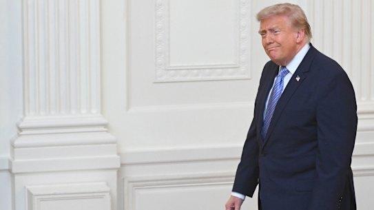 US President Donald Trump arrives for his prime-time address to the nation.