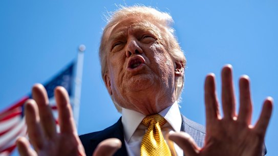 Donald Trump addressed the media on the South Lawn of the White House on Tuesday before his flight to meet his Chinese counterpart Xi Jingping in Beijing.
