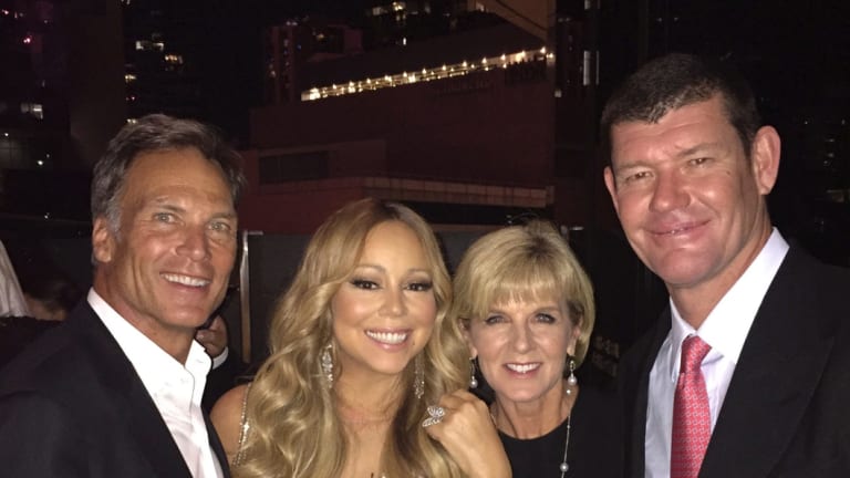 David Panton, Mariah Carey, Julie Bishop and James Packer at Crown Casino in Melbourne.