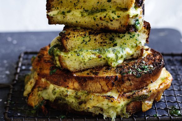 Garlic bread and cheese toastie.