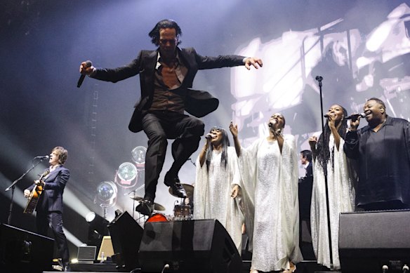 Nick Cave and the Bad Seeds performing in London.