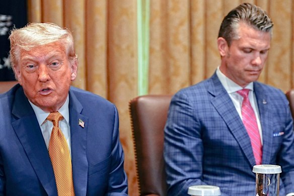 US President Donald Trump, left, and Pete Hegseth, US secretary of defence.