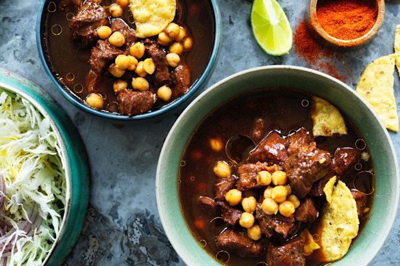 Mexican style pork and chickpea soup  