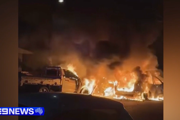 Mobile footage shows the fire on Chiswick Road, South Granville in March.