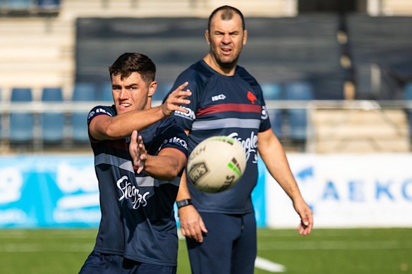 Former Waratahs coach Michael Cheika is working with the Roosters.