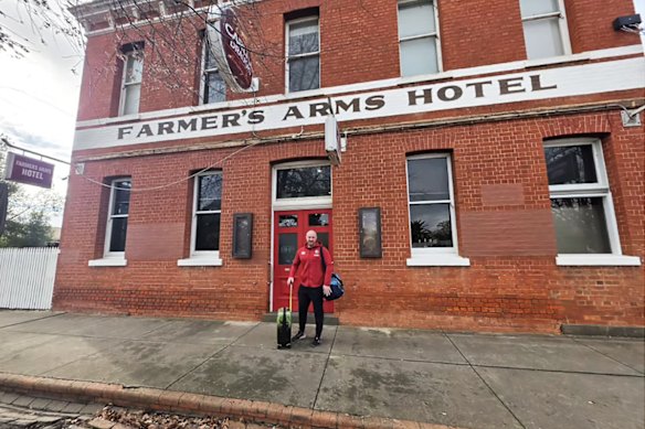 Publican Leigh Watkins, originally from Wales, pictured at his pub the Farmer’s Arms Hotel in St Arnaud, western Victoria.