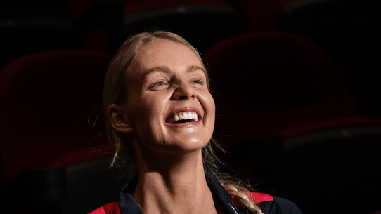 Rudi Ellis watches the 2025 Super Netball grand final for the first time.