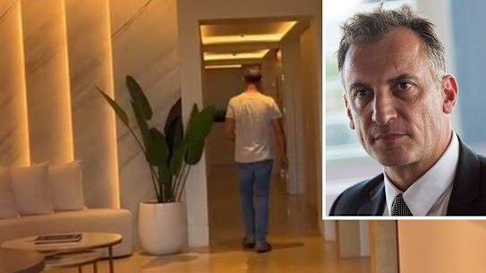 Antony Catalano at his St Kilda apartment building on Saturday after he faced court on Friday.