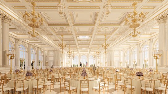 Architectural renderings of the White House ballroom plans.