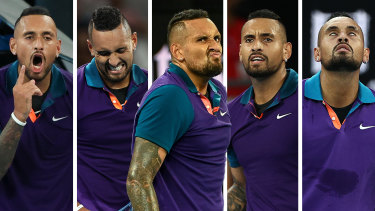 Toutes les émotions de Nick Kyrgios étaient au rendez-vous mercredi soir.