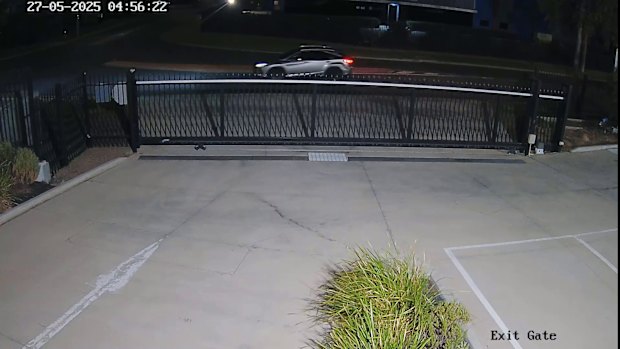 A still from CCTV footage showing the car believed involved in the Derrimut fire on May 27.
