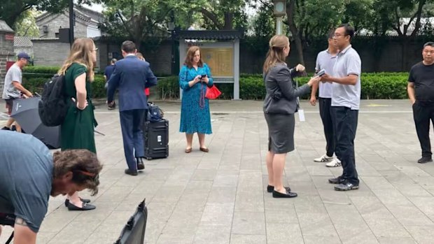 Australian journalists, travelling in China with Prime Minister Anthony Albanese, were approached and stopped by local security at a tourist attraction in Beijing.