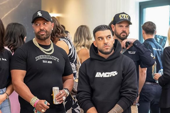 Nick Solomos with Adrian Portelli during an auction on The Block.