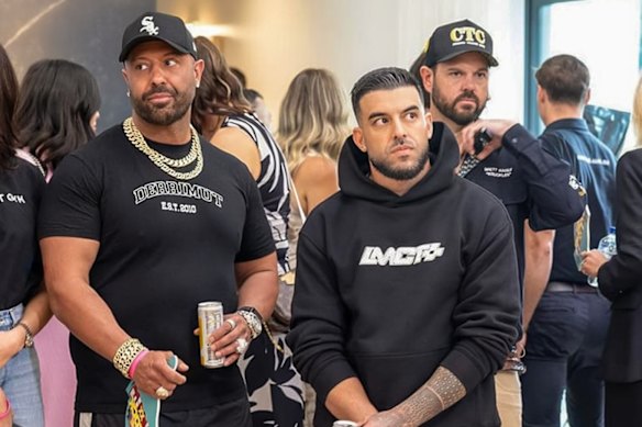 Nick Solomos  with Adrian Portelli during an auction on The Block.