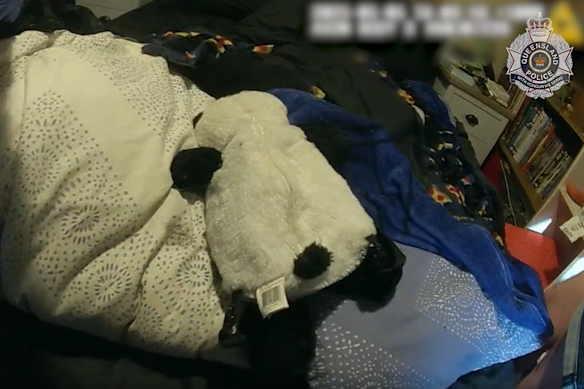Police said underwear were uncovered during a search of the 21-year-old’s home, inside a zip-up panda backpack.