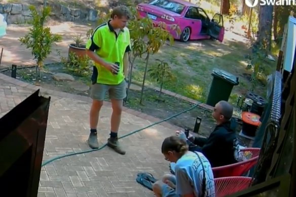 Mitchell Forth, Jack Brearley and Brodie Palmer captured on CCTV on the day of Cassius’ death.