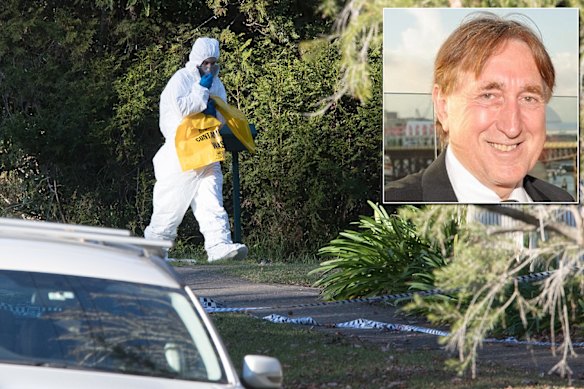 The scene of a 2018 shooting in West Pennant Hills and John Edwards, inset. 