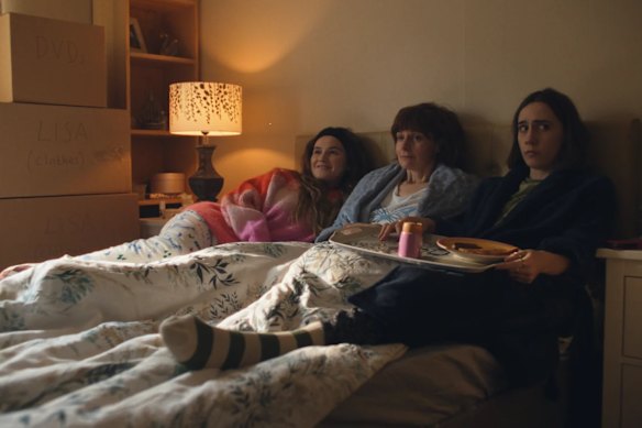 Lizzie Davidson as Billie, Louise Brealey as mum Deb and Kat Sadler as Josie in <i>Such Brave Girls</i>.