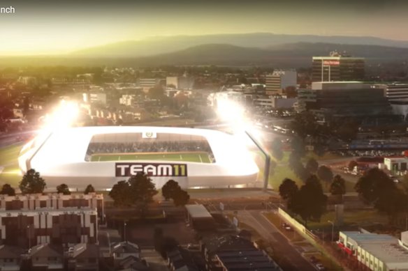 An artist's impression of the proposed new stadium in Dandenong, from Team 11's failed A-League bid.