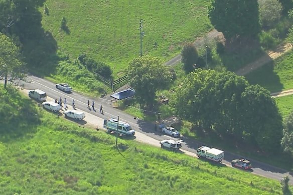 Police at the scene in Eungella on Wednesday.