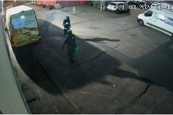 Security cameras captured two men carrying out an arson attack in London that authorities say was masterminded by Russian intelligence.