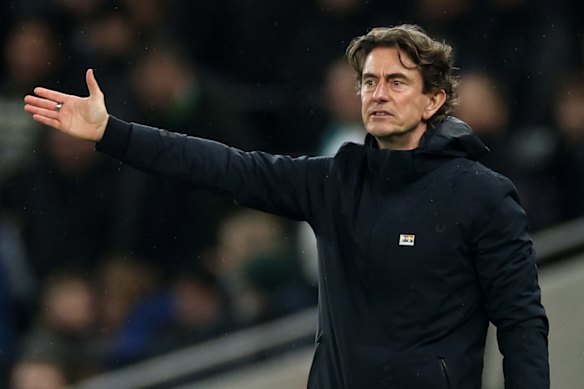 Tottenham’s head coach Thomas Frank pictured during an EPL match against Newcastle on Tuesday.