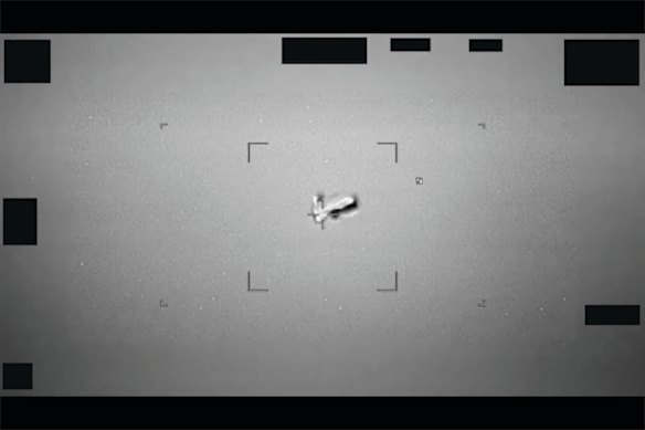 The Pentagon said the area of contrast “resembles a football-shaped body with three radial projections”.