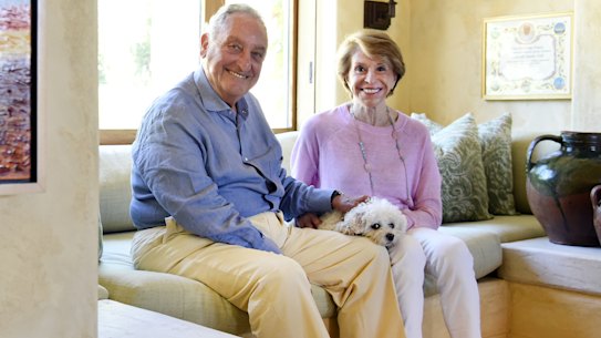 Sandy Weill and wife Joan with Angel in 2016. , 