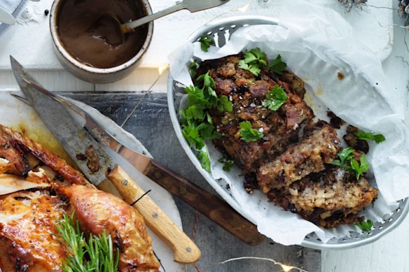 Jill Dupleix's dry-brined turkey with a lighter herb and lemon stuffing (top right).