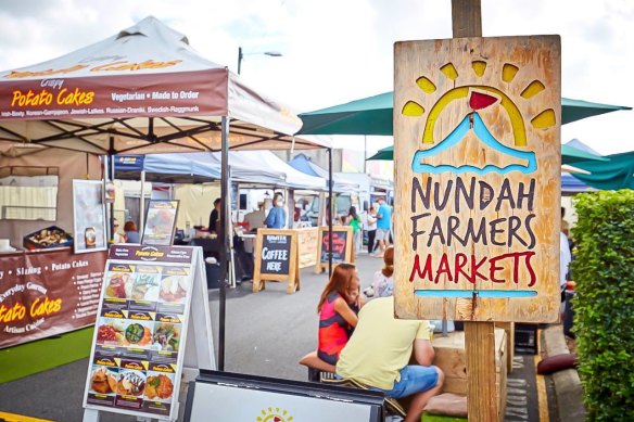 Nundah Farmers Markets takes spot  adjacent  to Nundah bid     station.